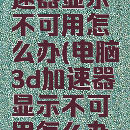 电脑3d加速器显示不可用怎么办(电脑3d加速器显示不可用怎么办呢)