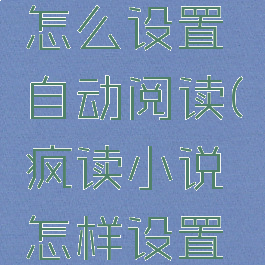 疯读小说怎么设置自动阅读(疯读小说怎样设置自动阅读)