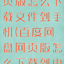 百度网盘网页版怎么下载文件到手机(百度网盘网页版怎么下载到电脑)