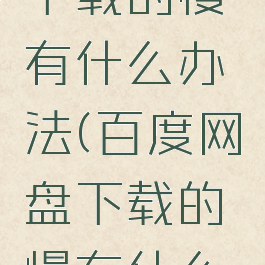 百度网盘下载的慢有什么办法(百度网盘下载的慢有什么办法吗)