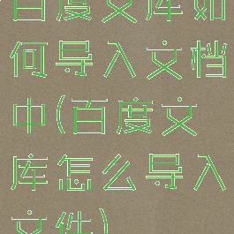 百度文库如何导入文档中(百度文库怎么导入文件)