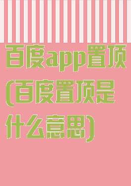 百度app置顶(百度置顶是什么意思)