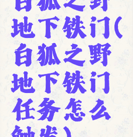 白狐之野地下铁门(白狐之野地下铁门任务怎么触发)