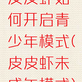 皮皮虾如何开启青少年模式(皮皮虾未成年模式)