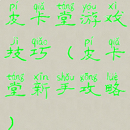 皮卡堂游戏技巧(皮卡堂新手攻略)