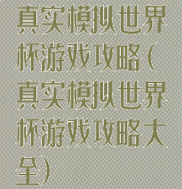 真实模拟世界杯游戏攻略(真实模拟世界杯游戏攻略大全)