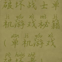 破坏战士单机游戏秘籍(单机游戏破坏者)