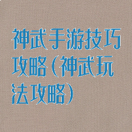 神武手游技巧攻略(神武玩法攻略)
