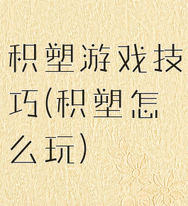 积塑游戏技巧(积塑怎么玩)