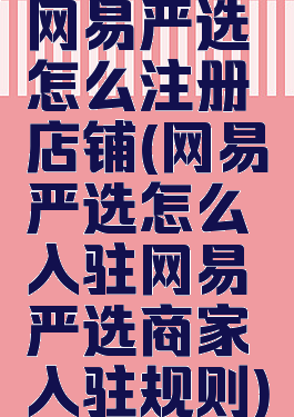 网易严选怎么注册店铺(网易严选怎么入驻网易严选商家入驻规则)