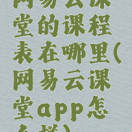 网易云课堂的课程表在哪里(网易云课堂app怎么样)