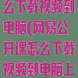 网易公开课怎么下载视频到电脑(网易公开课怎么下载视频到电脑上)