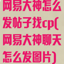 网易大神怎么发帖子找cp(网易大神聊天怎么发图片)