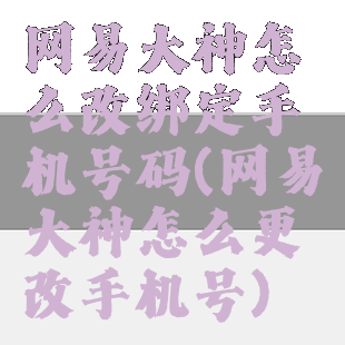 网易大神怎么改绑定手机号码(网易大神怎么更改手机号)