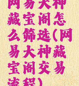 网易大神藏宝阁怎么筛选(网易大神藏宝阁交易流程)