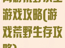 网游荒野求生游戏攻略(游戏荒野生存攻略)