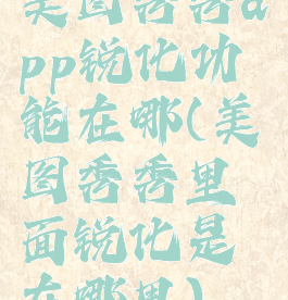美图秀秀app锐化功能在哪(美图秀秀里面锐化是在哪里)