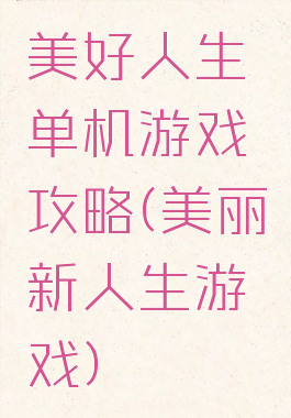 美好人生单机游戏攻略(美丽新人生游戏)