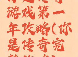 你是传奇游戏第一年攻略(你是传奇完整攻略)