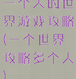 一个人的世界游戏攻略(一个世界攻略多个人)