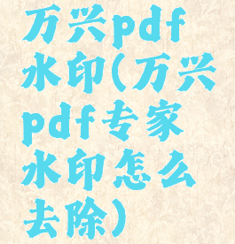 万兴pdf水印(万兴pdf专家水印怎么去除)