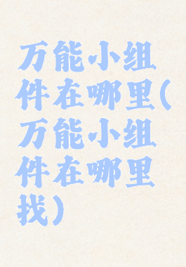 万能小组件在哪里(万能小组件在哪里找)
