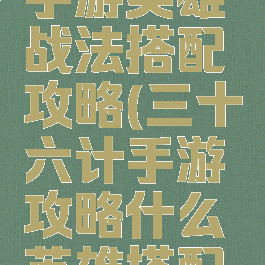 三十六计手游英雄战法搭配攻略(三十六计手游攻略什么英雄搭配好)