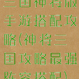 三国神将版手游搭配攻略(神将三国攻略最强阵容搭配)