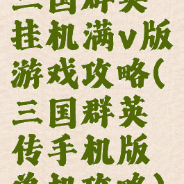 三国群英挂机满v版游戏攻略(三国群英传手机版单机攻略)