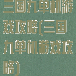 三国九单机游戏攻略(三国九单机游戏攻略)
