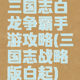 三国志白龙争霸手游攻略(三国志战略版白起)