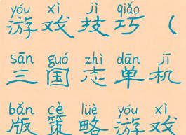 三国志单机游戏技巧(三国志单机版策略游戏)