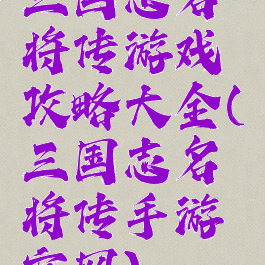 三国志名将传游戏攻略大全(三国志名将传手游官网)