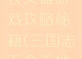 三国志吞食英雄游戏攻略秘籍(三国志吞食天地攻略秘籍)