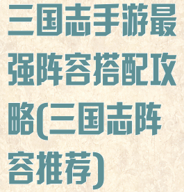 三国志手游最强阵容搭配攻略(三国志阵容推荐)