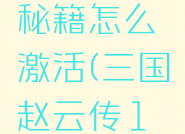 三国志赵云传游戏秘籍怎么激活(三国赵云传1秘籍激活不了)