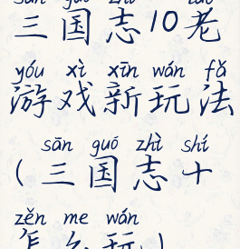 三国志10老游戏新玩法(三国志十怎么玩)