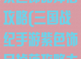 三国战纪手游紫色饰品掉落攻略(三国战纪手游紫色饰品掉落攻略大全)