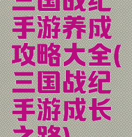 三国战纪手游养成攻略大全(三国战纪手游成长之路)