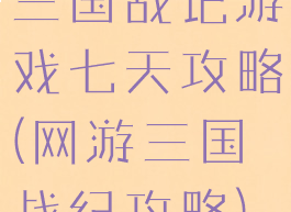 三国战记游戏七天攻略(网游三国战纪攻略)