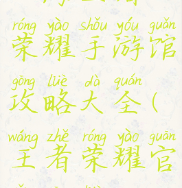 上海王者荣耀手游馆攻略大全(王者荣耀官网攻略)