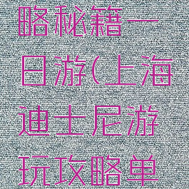 上海迪士尼游戏攻略秘籍一日游(上海迪士尼游玩攻略单日终极攻略)