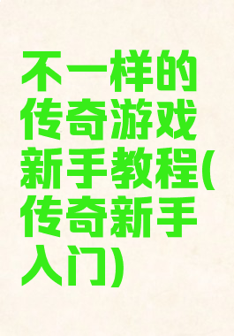 不一样的传奇游戏新手教程(传奇新手入门)