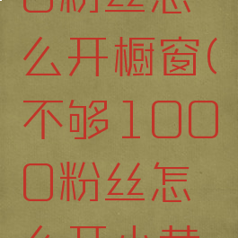 不够1000粉丝怎么开橱窗(不够1000粉丝怎么开小黄车)