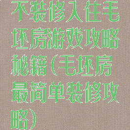 不装修入住毛坯房游戏攻略秘籍(毛坯房最简单装修攻略)
