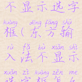 东方输入法不显示选字框(东方输入法不显示选字框怎么回事)