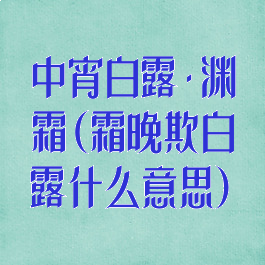 中宵白露·渊霜(霜晚欺白露什么意思)