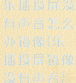 乐播投屏没有声音怎么办镜像(乐播投屏镜像没有声音)