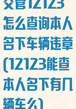 交管12123怎么查询本人名下车辆违章(12123能查本人名下有几辆车么)