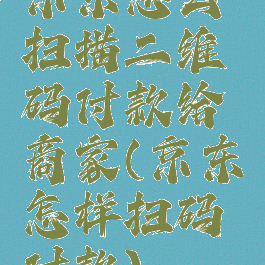 京东怎么扫描二维码付款给商家(京东怎样扫码付款)